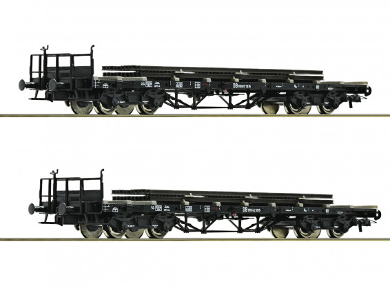 Roco/Fleischmann HO Scale Flat Double Bogie Wagons x 2 w/ Load DB