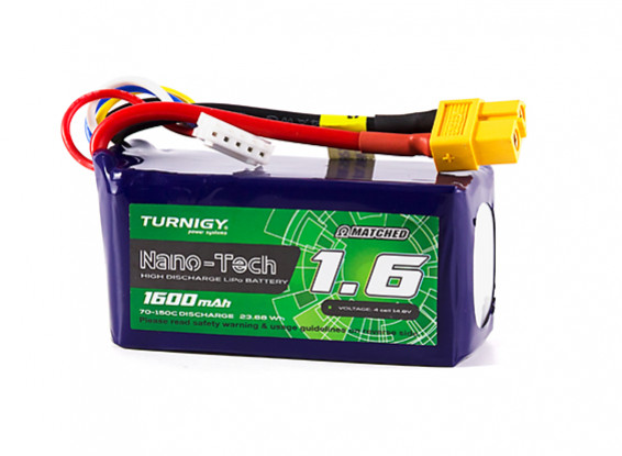 Turnigy Nano-Tech 1600mAh 4S 70C Lipo Pack w/XT60 (HR Technology)