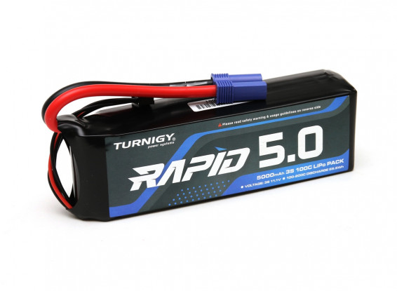 Turnigy Rapid 5000mAh 3S (11.1V) 100C LiPo Battery Pack w/EC5 Connector