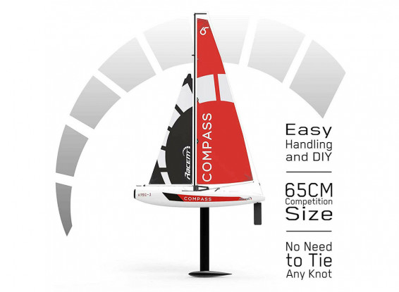 VolantexRC  Compass 650mm RTR  wind-powered sailboat  ABS plastic 650mm 25.6" RC Boat  79101-Red & Black