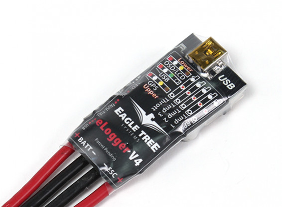 EagleTree MicroPower E-Logger V4 com Wire Leads, 80Volts, 100 Amps