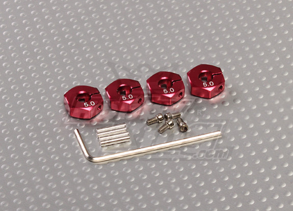 Adaptadores de rodas Red alumínio com parafusos de fixação - 5mm (12 milímetros Hex)