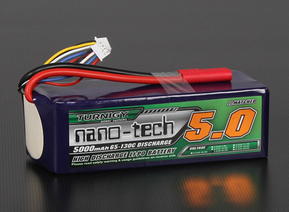 Turnigy nano-tecnologia 5000mAh 7S 65 ~ 130C Lipo pacote