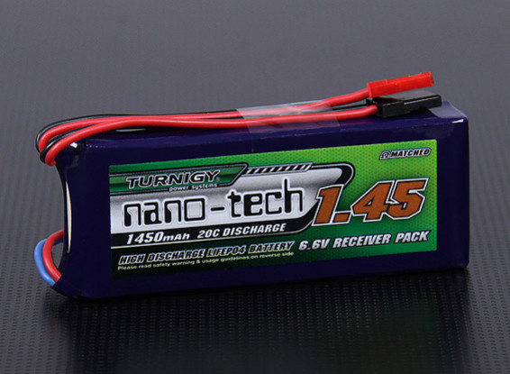Turnigy nano-tecnologia 1450mAh 2S1P 20 ~ 40C LiFePo4 Receiver Pacote