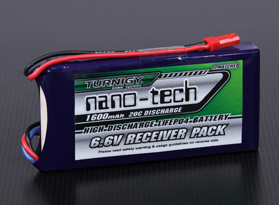 Turnigy nano-tecnologia 1600mAh 2S1P 20 ~ 40C LiFePo4 Receiver Pacote