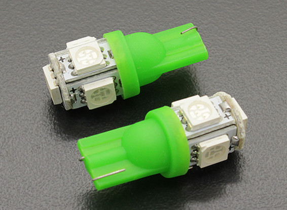LED milho luz 12V 1.0W (5 LED) - Verdes (2pcs)