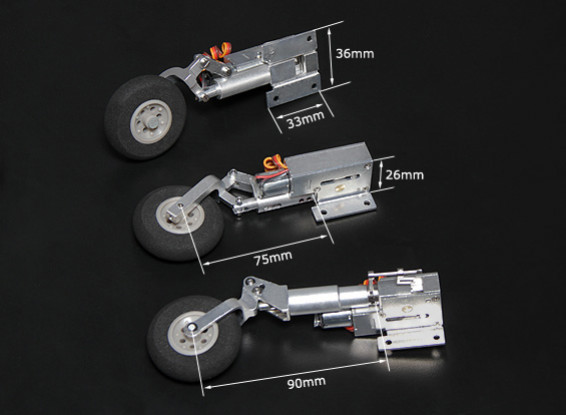 Turnigy Full Metal Servoless Retracts com pés Oleo (Triciclo, BAE Hawk Tipo)