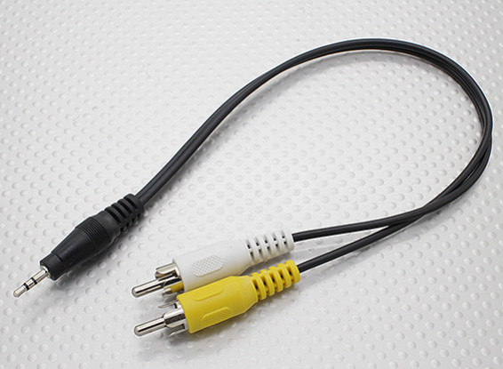 2,5 mm para ligação masculina Mono RCA A / V Plugs Adaptor (300 milímetros)