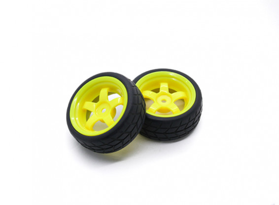 HobbyKing 1/10 roda / pneu Set VTC 5 raios (amarelo) RC 26 milímetros carro (2pcs)