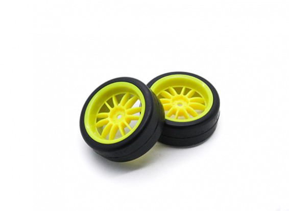 HobbyKing 1/10 roda / pneu Set Y-Spoke (amarelo) RC traseira 26 milímetros carro (2pcs)