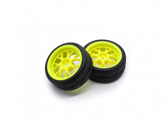 HobbyKing 1/10 roda / pneu Set VTC Y Raio (amarelo) RC 26 milímetros carro (2pcs)