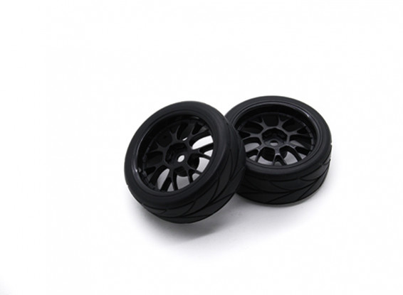 HobbyKing 1/10 roda / pneu Set VTC Y Raio (Black) RC 26 milímetros carro (2pcs)