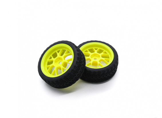 HobbyKing 1/10 roda / pneu Set AF Rally Y-Spoke (amarelo) RC 26 milímetros carro (2pcs)