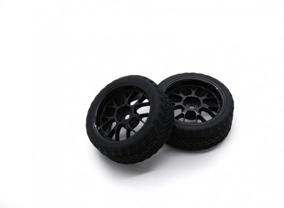 HobbyKing 1/10 roda / pneu Set AF Rally Y-Spoke (Black) RC 26 milímetros carro (2pcs)