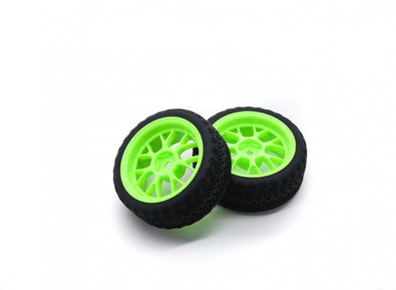 HobbyKing 1/10 roda / pneu Set AF Rally Y-Spoke (verde) RC 26 milímetros carro (2pcs)