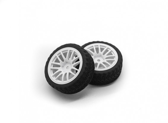 HobbyKing 1/10 roda / pneu Set Rally AF Raio (Branco) RC 26 milímetros carro (2pcs)