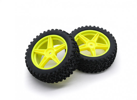Bloco HobbyKing 1/10 pequeno 5 raios (amarelo) de roda / pneu 12 milímetros Hex (2pcs / bag)