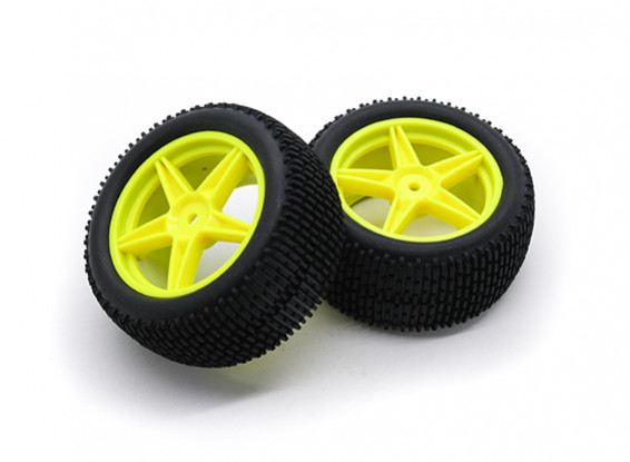 HobbyKing 1/10 gekkota 5 raios traseira (amarelo) de roda / pneu 12mm Hex (2pcs / saco)