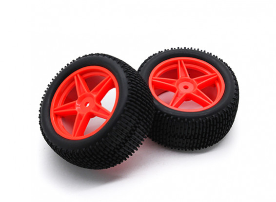 HobbyKing 1/10 gekkota 5 raios traseiro (vermelho) de roda / pneu 12mm Hex (2pcs / saco)