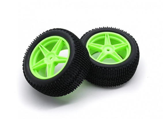 HobbyKing 1/10 gekkota 5 raios traseiro (verde) de roda / pneu 12mm Hex (2pcs / saco)