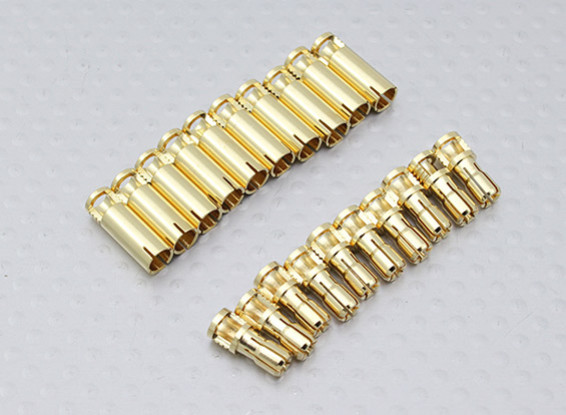 Conectores de bala quatro milímetros RCPROPLUS Supra X de ouro (10 pares)