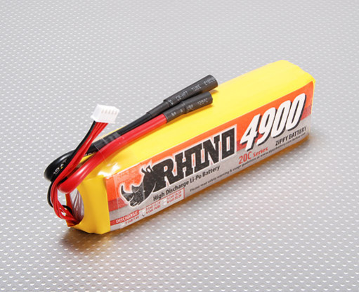 Rhino 4900mAh 4S1P 14.8v 20C Lipoly pacote