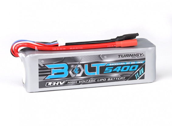 Turnigy Parafuso 5400mAh 3S 11.4V 65 ~ 130C High Voltage Lipoly Pack (LiHV)