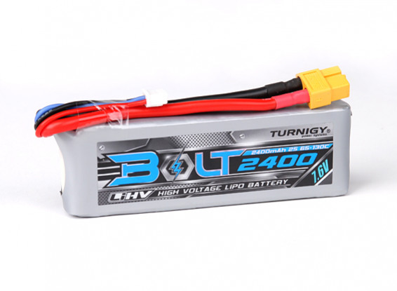 Turnigy Parafuso 2400mAh 2S 7.6V 65 ~ 130C High Voltage Lipoly Pack (LiHV)