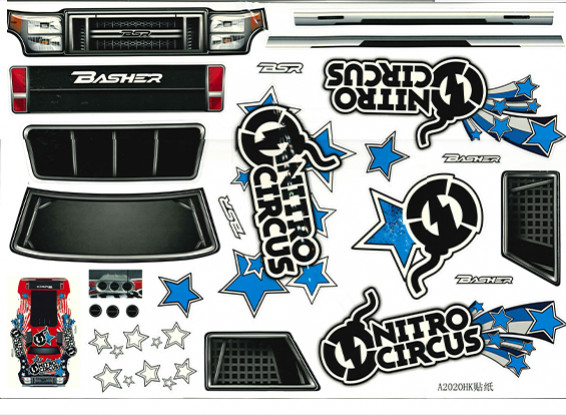conjunto Decal - Nitro Circus Basher 1/8 Scale Monster Truck