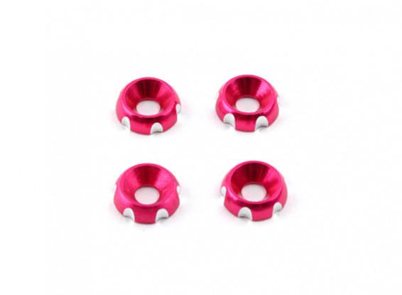 3 milímetros de alumínio CNC Escareado Washer - rosa (4pcs)