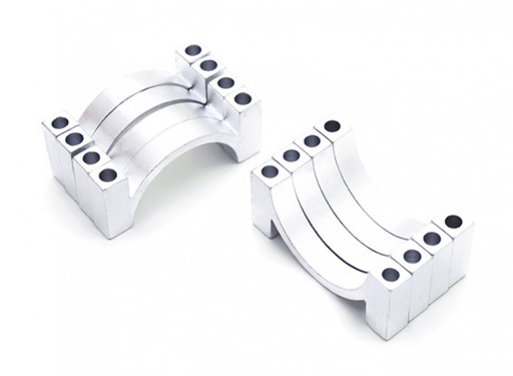 Prata anodizado CNC alumínio 4,5 milímetros tubo braçadeira 22 milímetros de diâmetro (conjunto de 4)