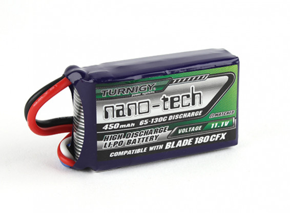Turnigy nano-tecnologia 450mAh 3S 65C Lipo (E-flite Compatível Lâmina 180CFX EFLB4503SJ30)