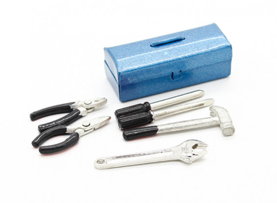 1/10 Scale Metal Box ferramenta com ferramentas (Black alças)