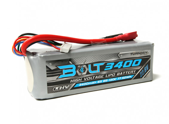 Turnigy Parafuso 3400mAh 6S 22.8V 65 ~ 130C High Voltage Lipoly Pack (LiHV)