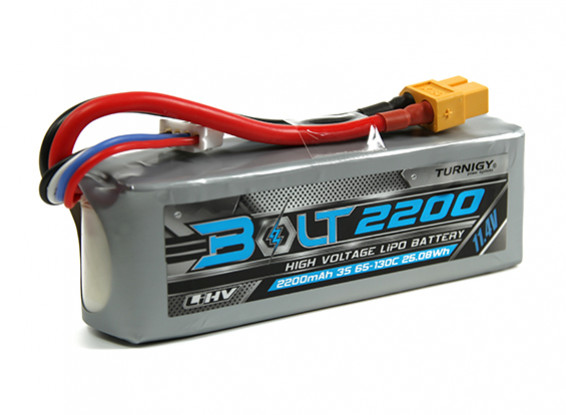 Turnigy Parafuso 2200mAh 3S 11.4V 65 ~ 130C High Voltage Lipoly Pack (LiHV)