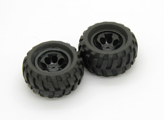 Pre-colada conjunto pneu-roda (2pcs) - Basher Rocksta 1/24 4WS Mini rastreador de Rock
