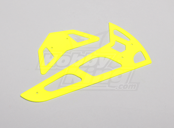 Neon Yellow Fiberglass horizontal / vertical Fins Trex 600 Nitro / Eléctrico