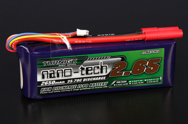 Turnigy nano-tecnologia 2650mAh 6S 35 ~ 70C Lipo pacote