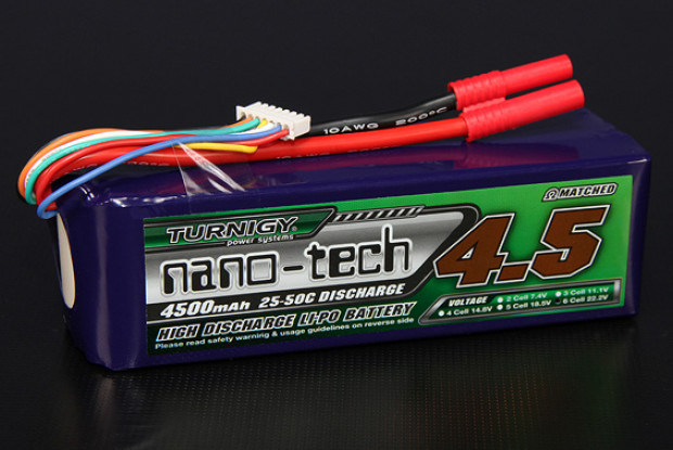 Turnigy nano-tecnologia 4500mAh 6S 25 ~ 50C Lipo pacote