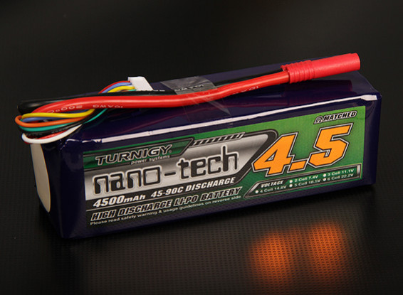 Turnigy nano-tecnologia 4500mAh 6S 45 ~ 90C Lipo pacote