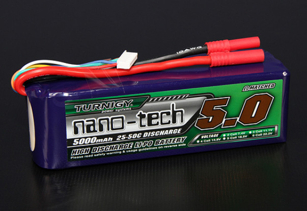 Turnigy nano-tecnologia 5000mAh 6S 25 ~ 50C Lipo pacote