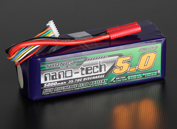 Turnigy nano-tecnologia 5000mAh 6S 35 ~ 70C Lipo pacote