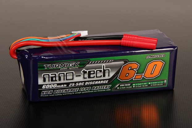 Turnigy nano-tecnologia 6000mAh 6S 25 ~ 50C Lipo pacote