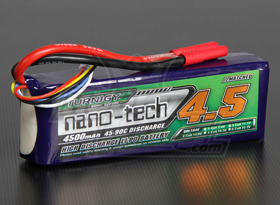 Turnigy nano-tecnologia 4500mAh 4S 45 ~ 90C Lipo pacote