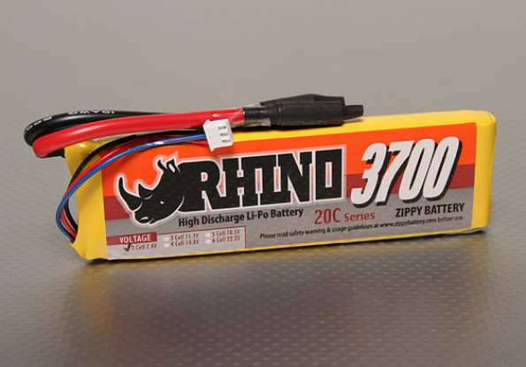 Rhino 3700mAh 2S1P 20C Lipoly pacote