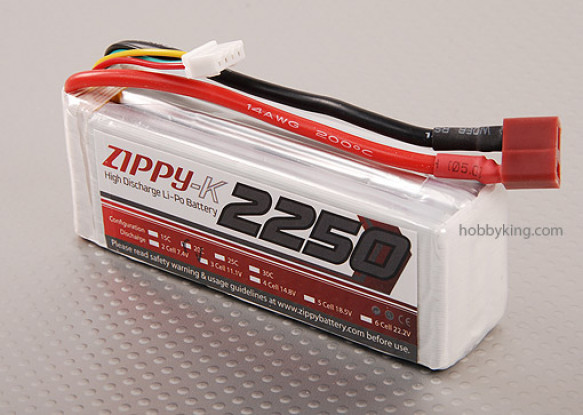 Zippy-K 2,250 pacote 3S1P 20C Lipo