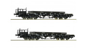 Roco/Fleischmann HO Scale Flat Double Bogie Wagons x 2 w/ Load DB
