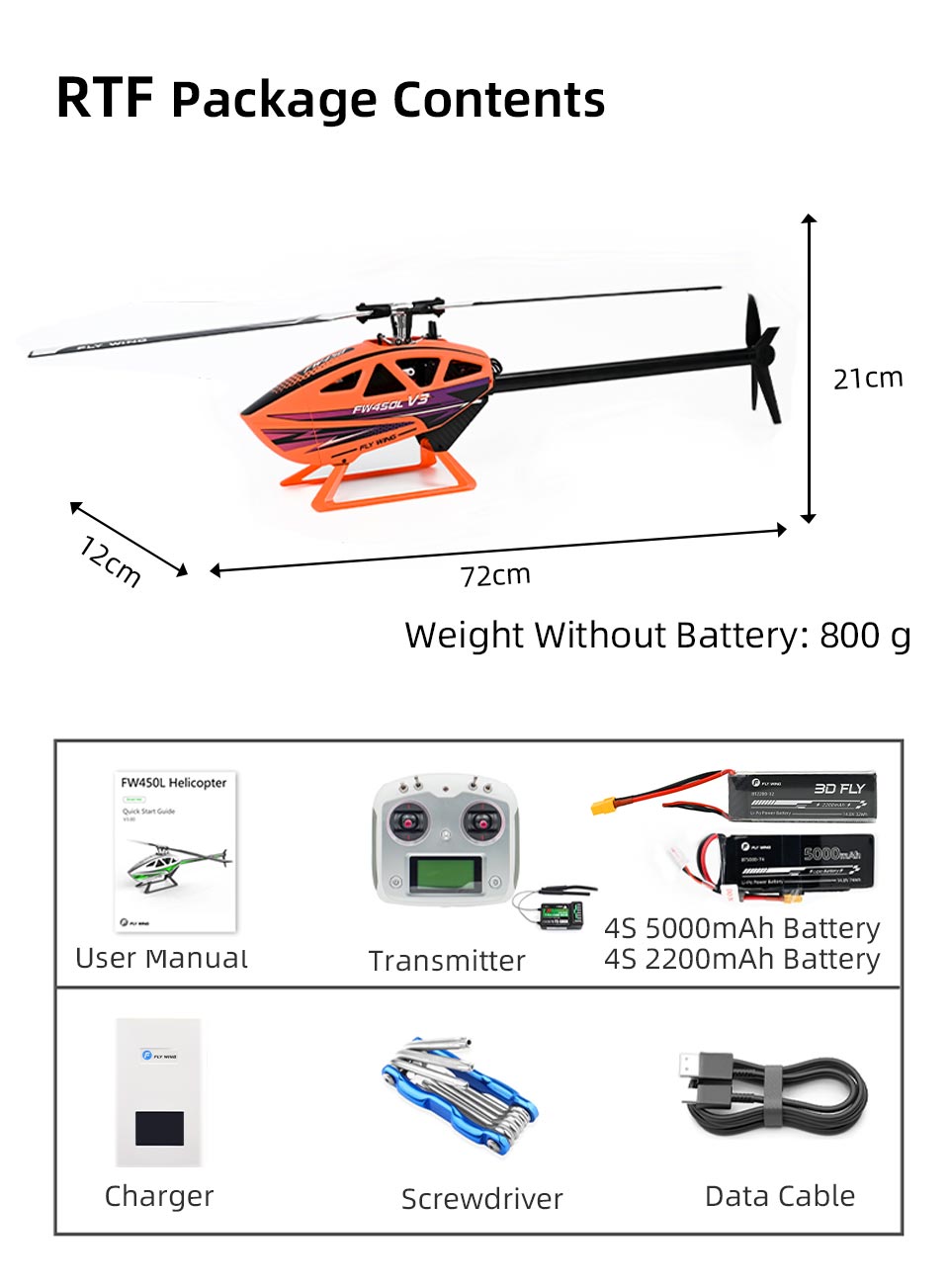 FLYWING (RTF) FW450L V3 6ch RC Smart Helicopter w/H1 GPS