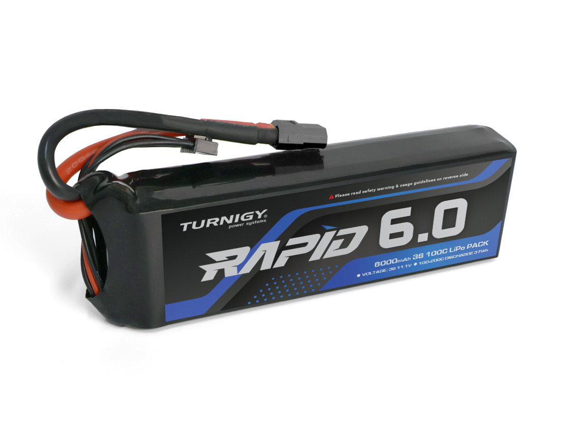 Turnigy Rapid 3S 6000mAh 11.1V 100C Lipo Battery w/XT90 for RC cars